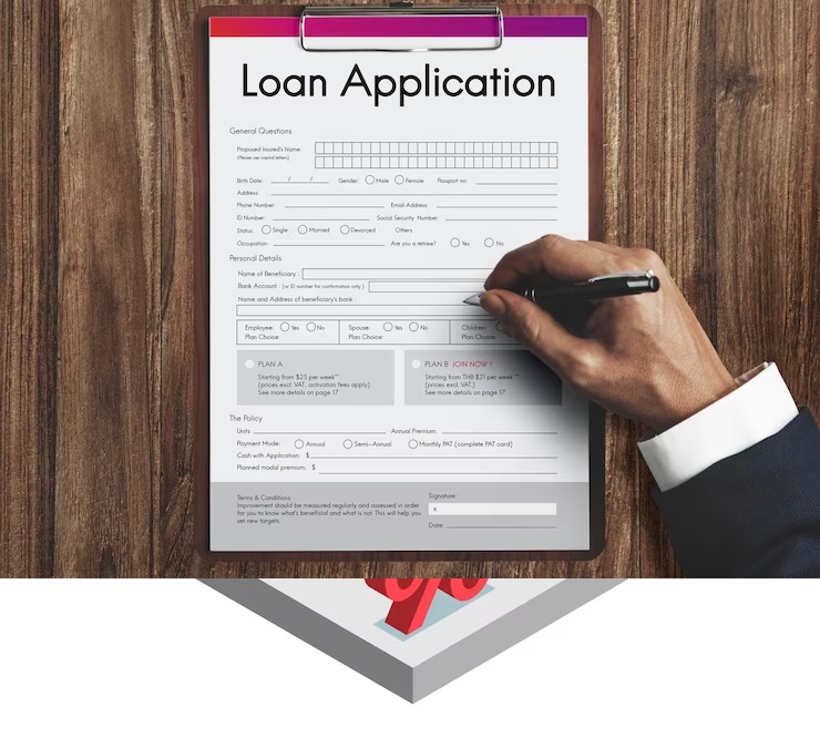 loan application form being filled