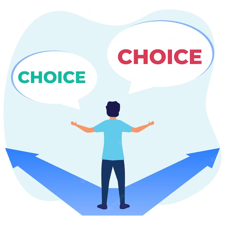 vector photo of a man opting to choose between two choices